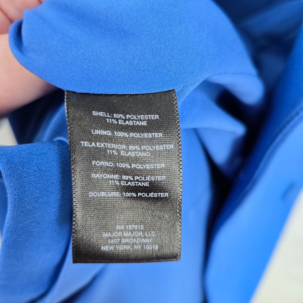 Tahari ASL 2 Side-Tie Blazer Dress Atlantic Blue Wrap Long Sleeve Collared - Picture 9 of 10